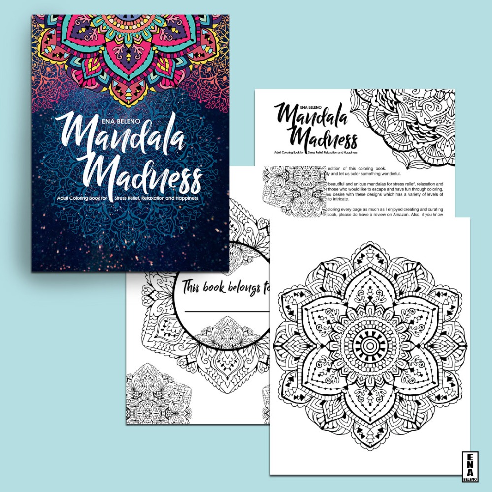 Mandala Adult Coloring Book for Stress Relief, Relaxation and Happiness